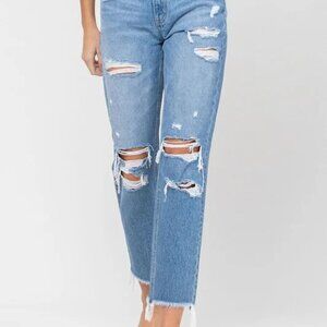 Flying MonkeyDistressed Women's Raw Hem Mom Jeans Size 27